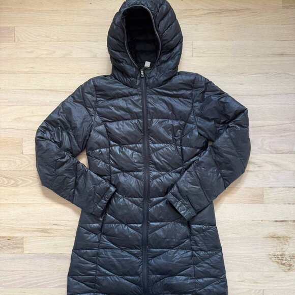 Lole Down Long Quilted Puffer Hooded Coat Jacket Womans Lightweight Gray Size Sm - Picture 1 of 7